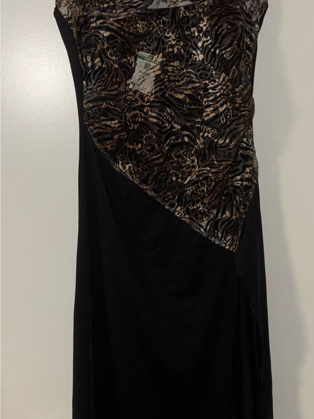 Black Dress with Animal Print Bodice